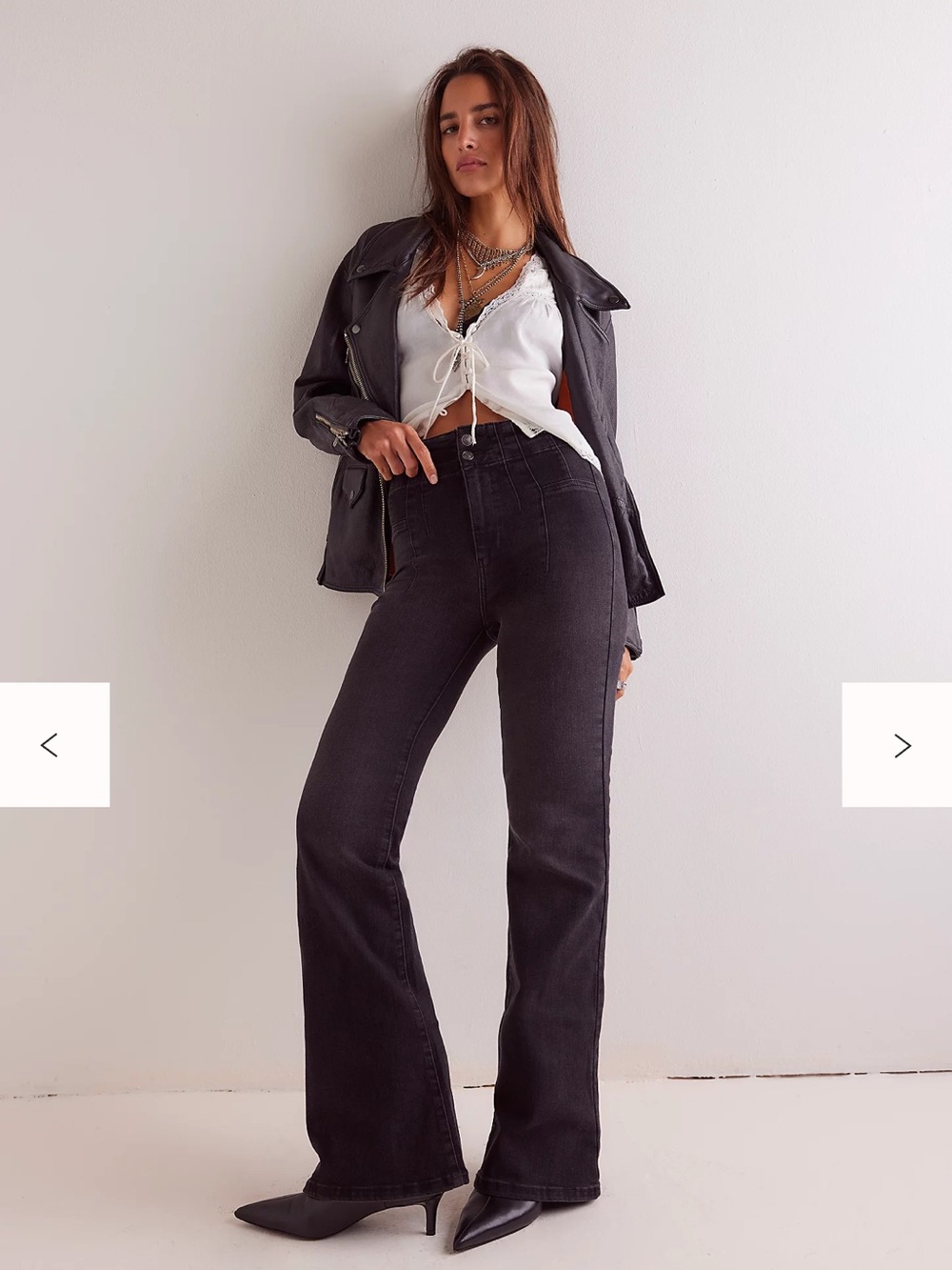 We The Free People Size 30 Jeans Black Bell Bottoms High Rise Buttons